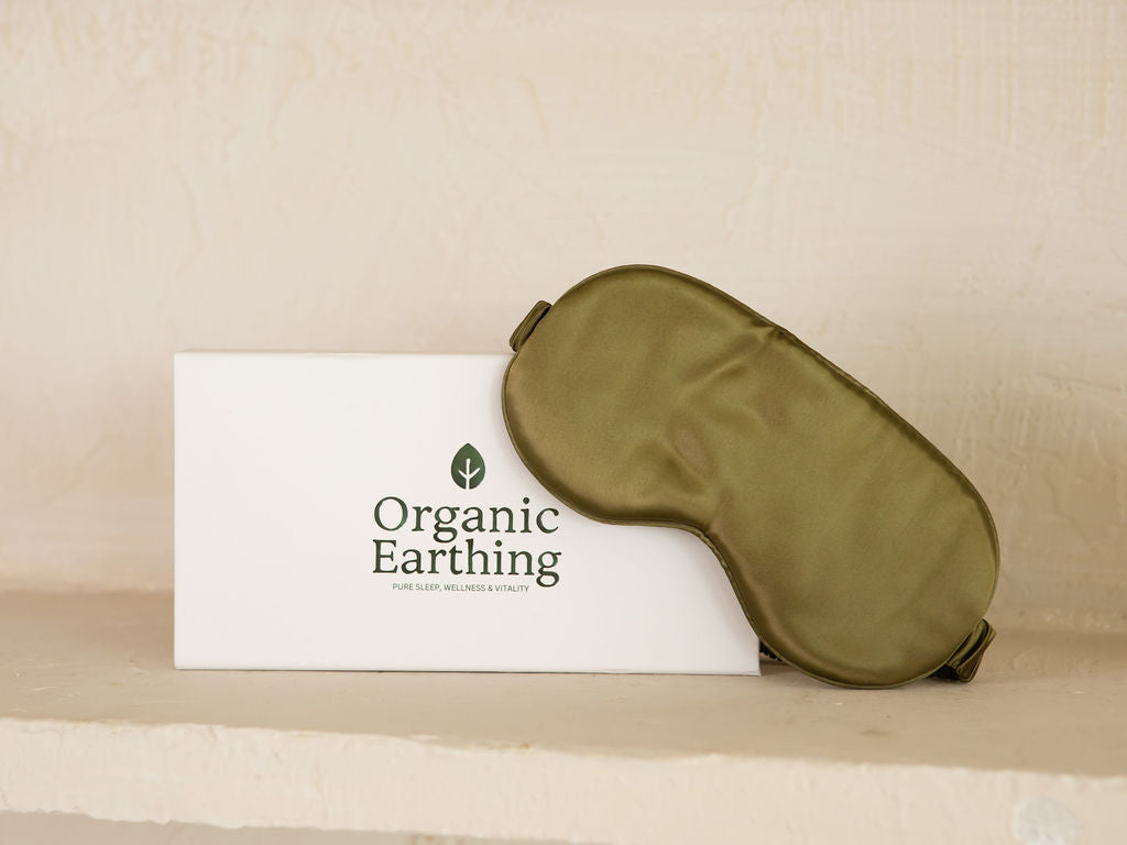 Certified Organic 22MM Mulberry Silk Eye Mask in Olive