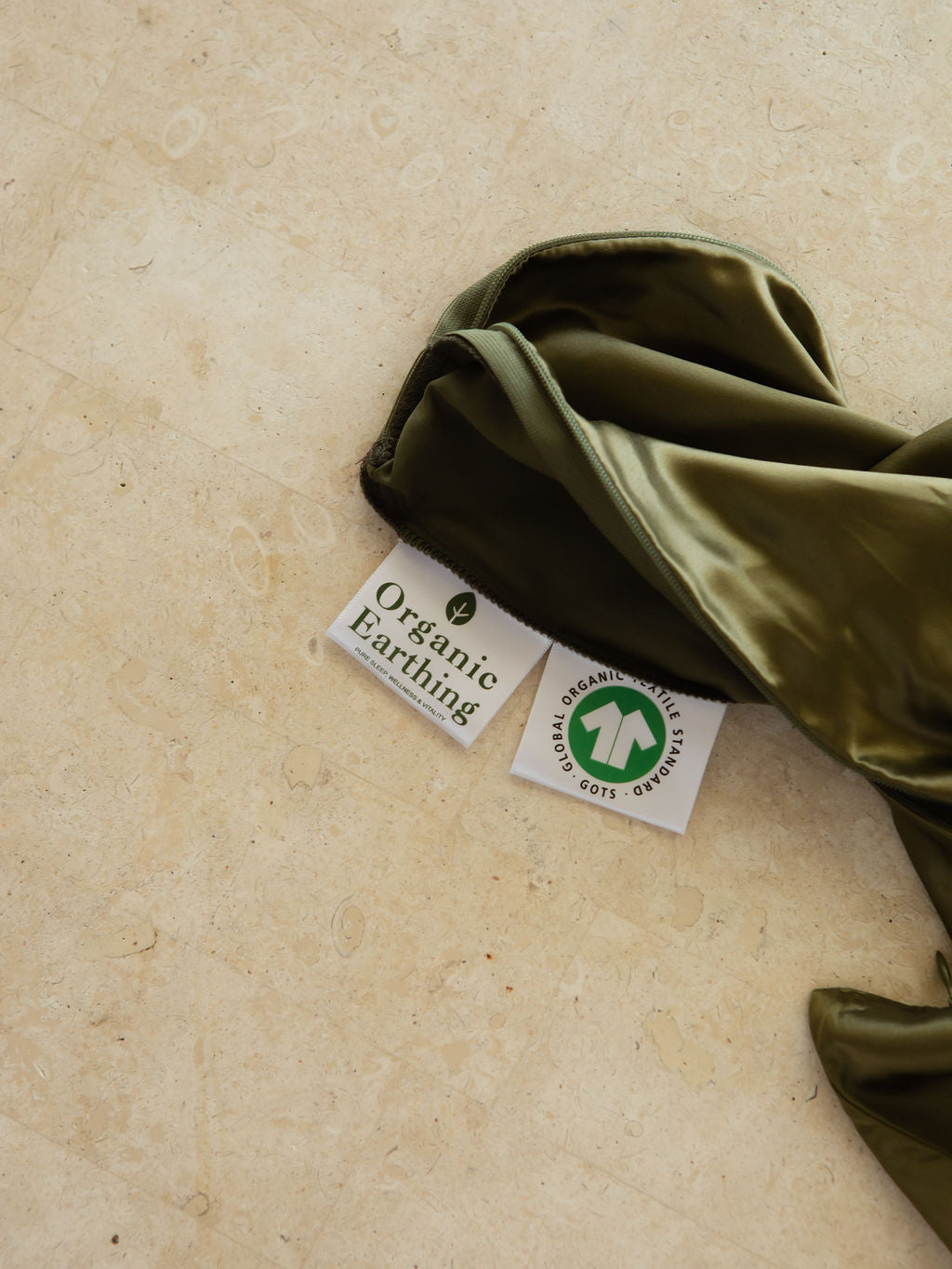 Certified Organic 22MM Mulberry Silk Pillowcase in Olive Green