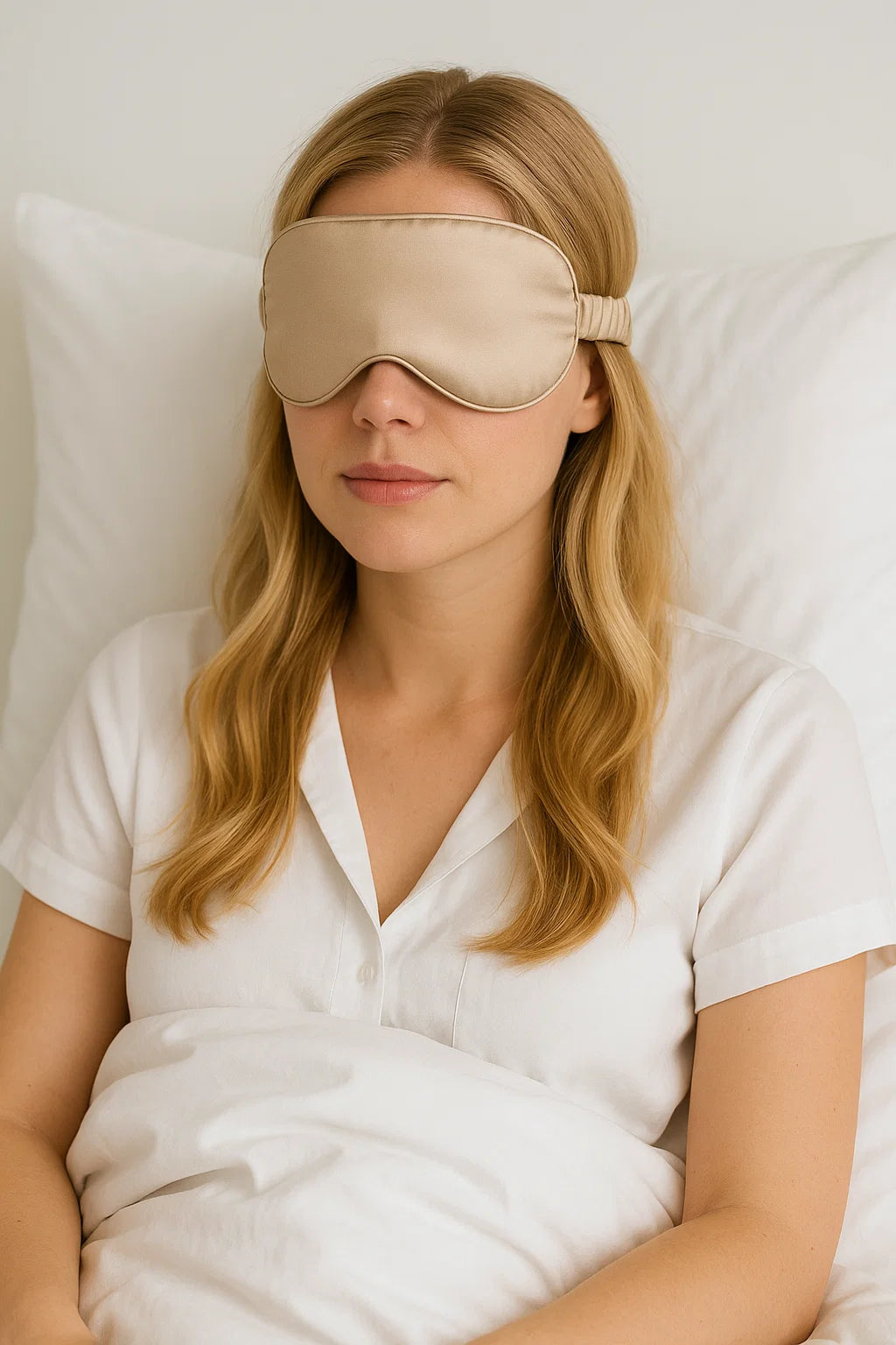 Certified Organic 22MM Mulberry Silk Eye Mask in Beige