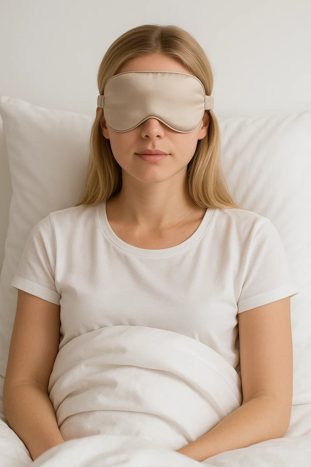 Certified Organic 22MM Mulberry Silk Eye Mask in Beige