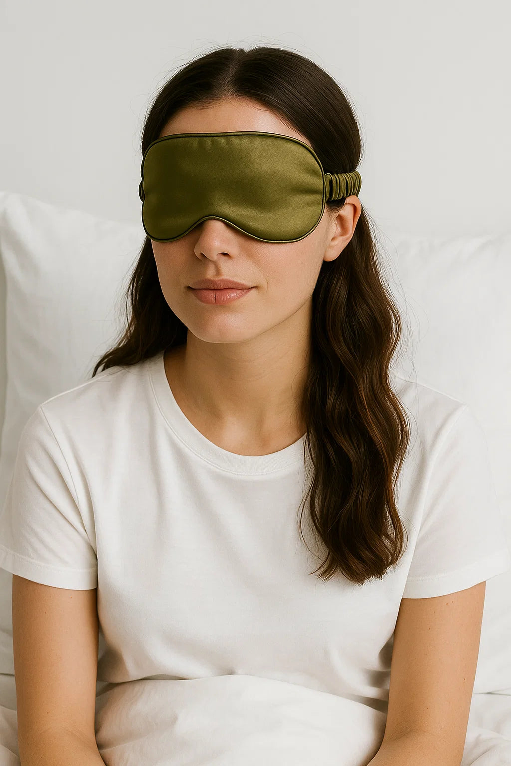 Certified Organic 22MM Mulberry Silk Eye Mask in Olive