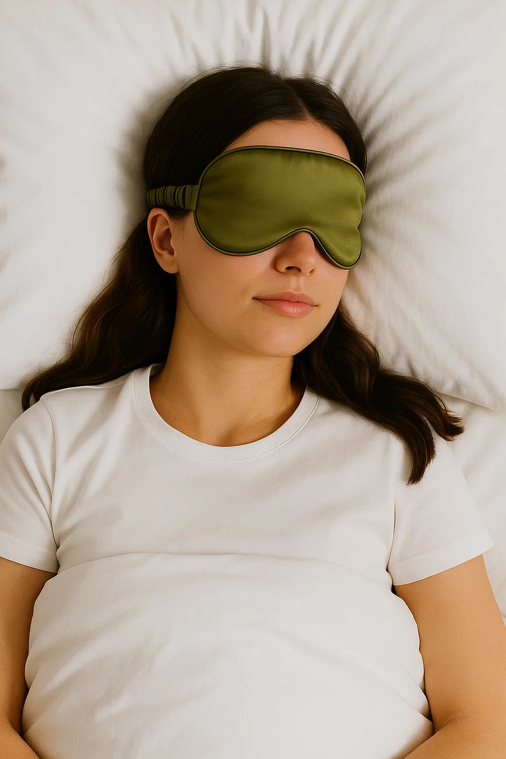 Certified Organic 22MM Mulberry Silk Eye Mask in Olive