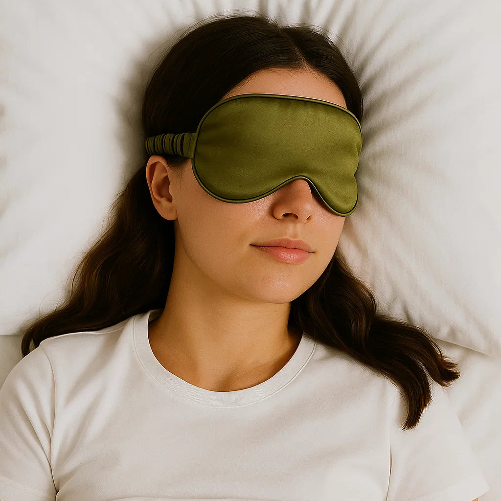 Silk Sleep Mask (Olive) - Block Light & Improve Sleep Quality grounding product for sleep, stress relief and recovery | Organic Earthing