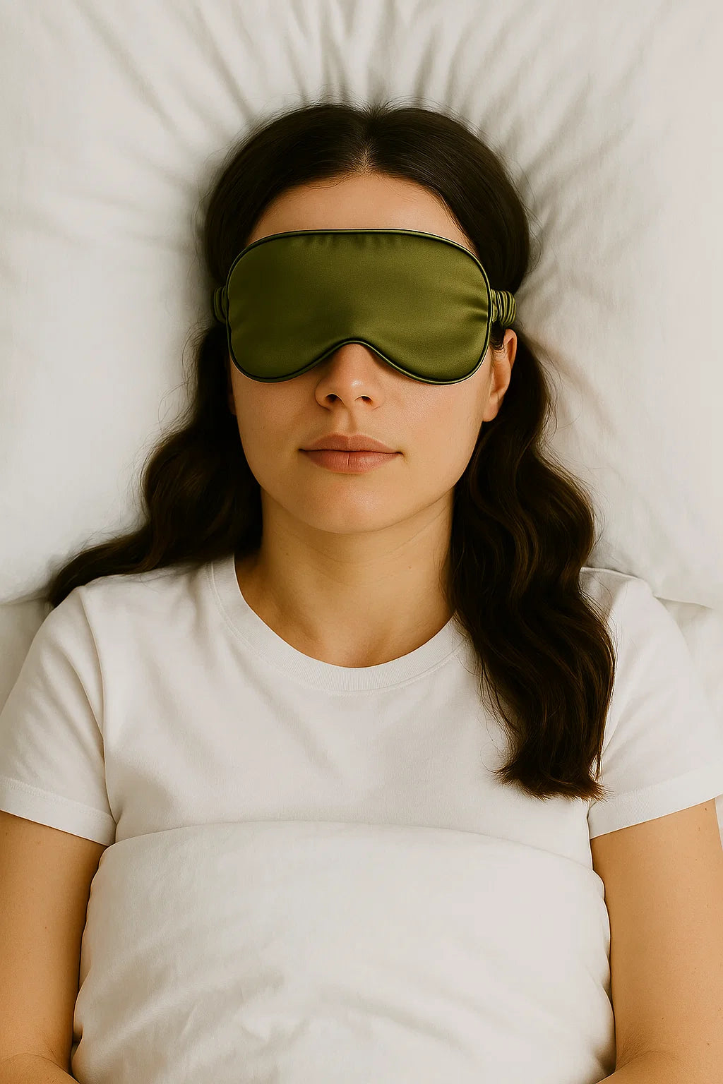 Certified Organic 22MM Mulberry Silk Eye Mask in Olive