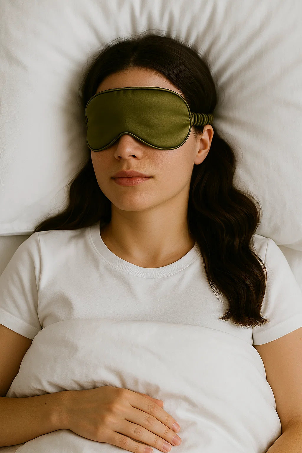 Certified Organic 22MM Mulberry Silk Eye Mask in Olive