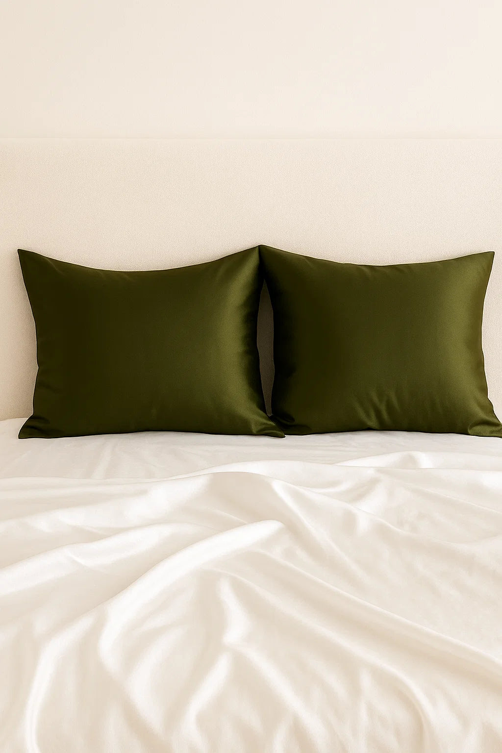 Certified Organic 22MM Mulberry Silk Pillowcase in Olive Green