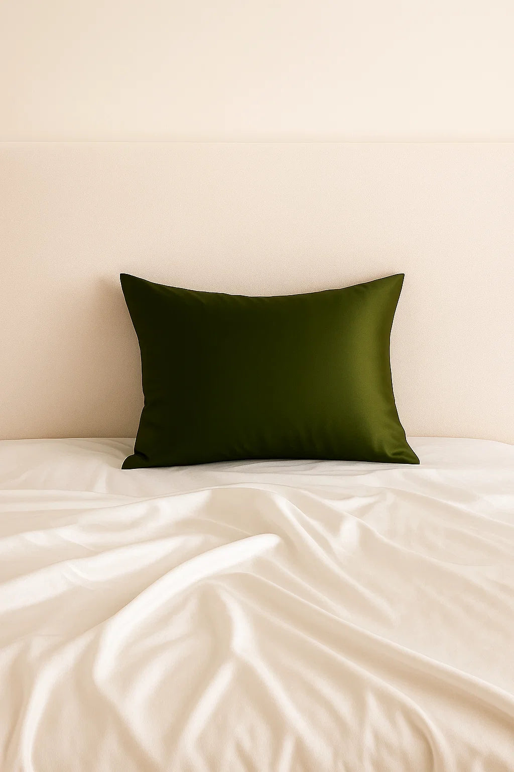Certified Organic 22MM Mulberry Silk Pillowcase in Olive Green