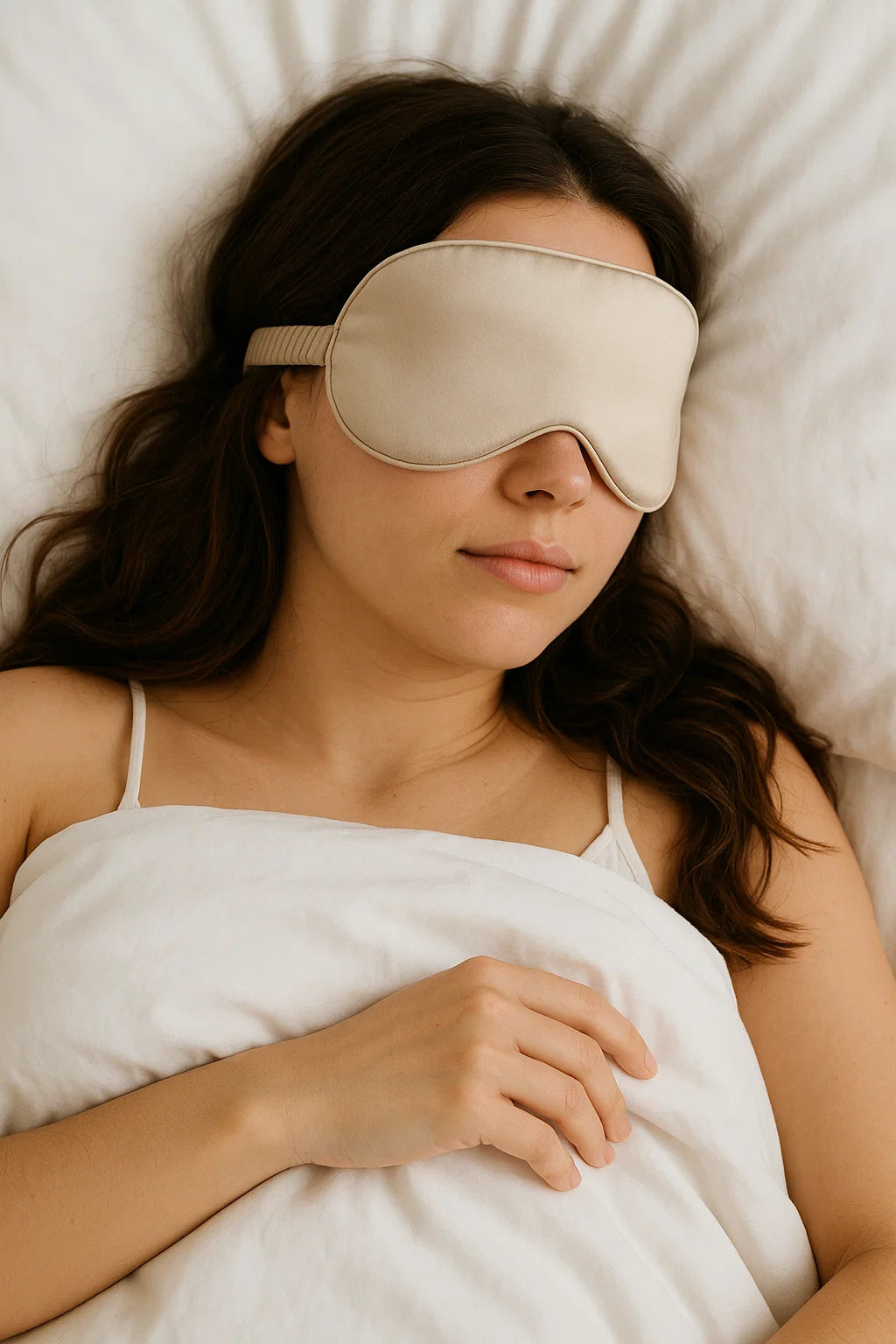 Certified Organic 22MM Mulberry Silk Eye Mask in Beige