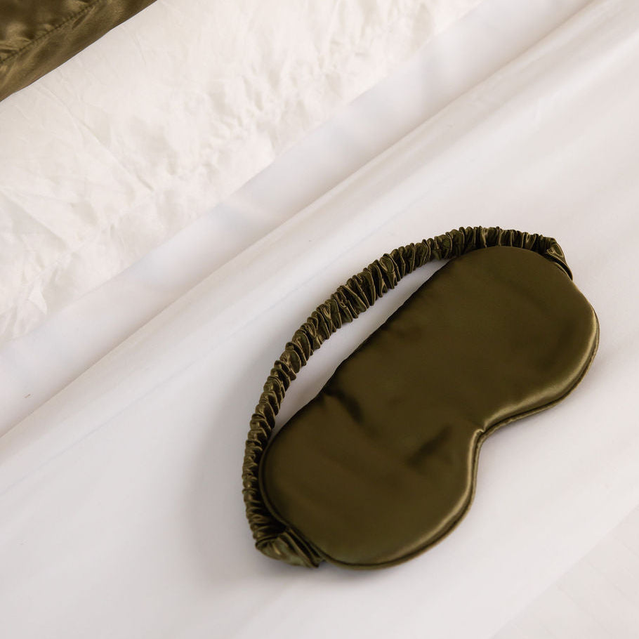 Silk Sleep Mask (Olive) - Block Light & Improve Sleep Quality grounding product for sleep, stress relief and recovery | Organic Earthing