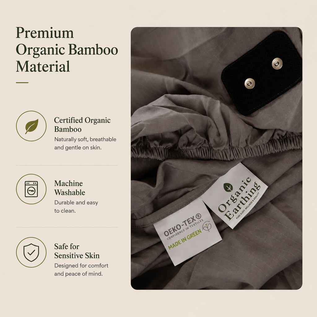 Organic Grounding Sheets for Bed | Earthing Sheet (flitted) | Single Queen King | Organic Bamboo + Silver