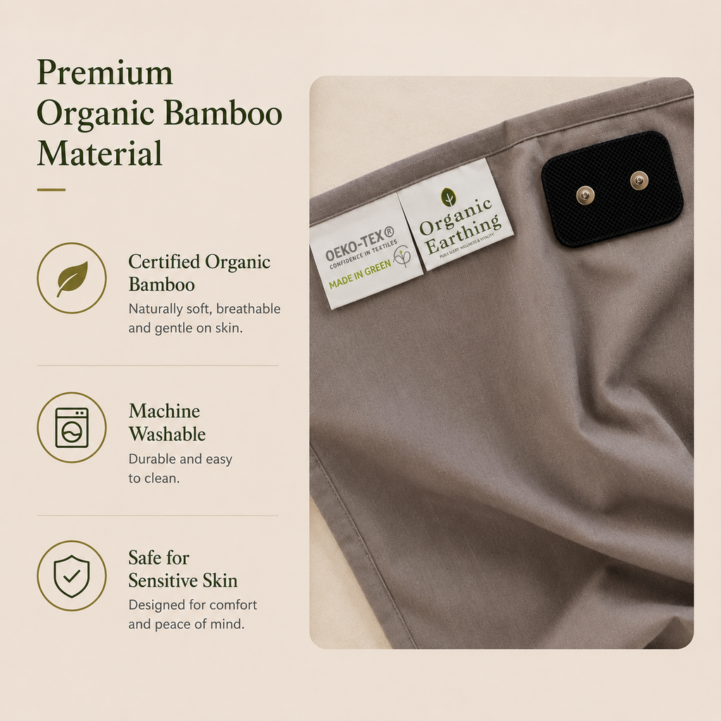 Organic Grounding Sheets for Bed | Earthing Sheet (flat) | Half Queen King | Organic Bamboo + Silver