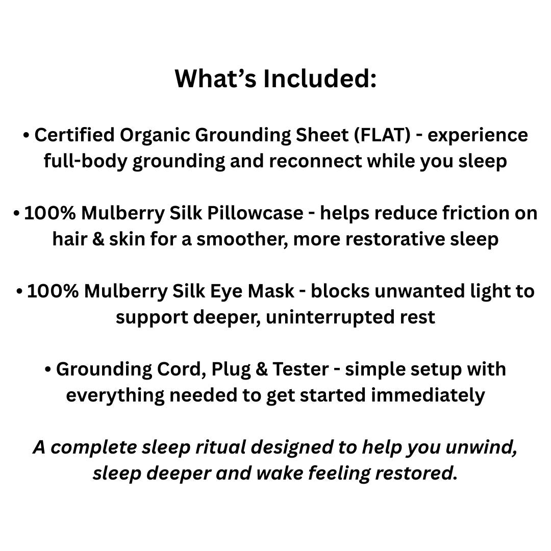 Organic Grounding Sleep Bundle for Better Sleep | Earthing Sheet + Silk Pillowcase & Eye Mask | Full Sleep Set